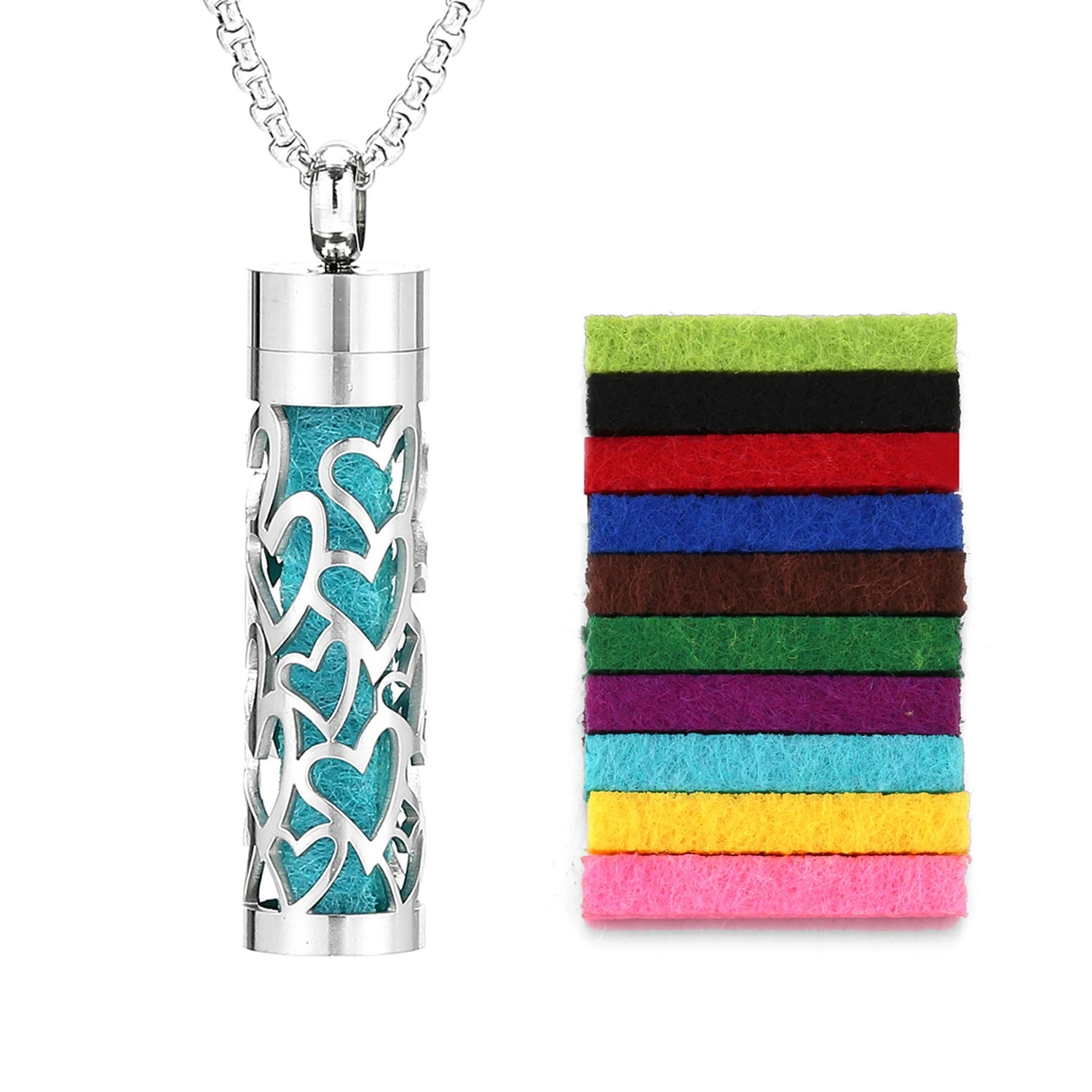 Stainless Steel Aromatherapy Scent Necklace Perfume Oil Diffuser Locket Jewelry for Couples Silver