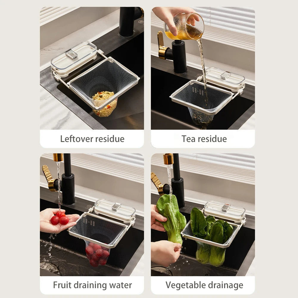 Suction Cup Triangle Kitchen Sink Filter Net Corner Drainage Strainer with Fine Mesh Bags