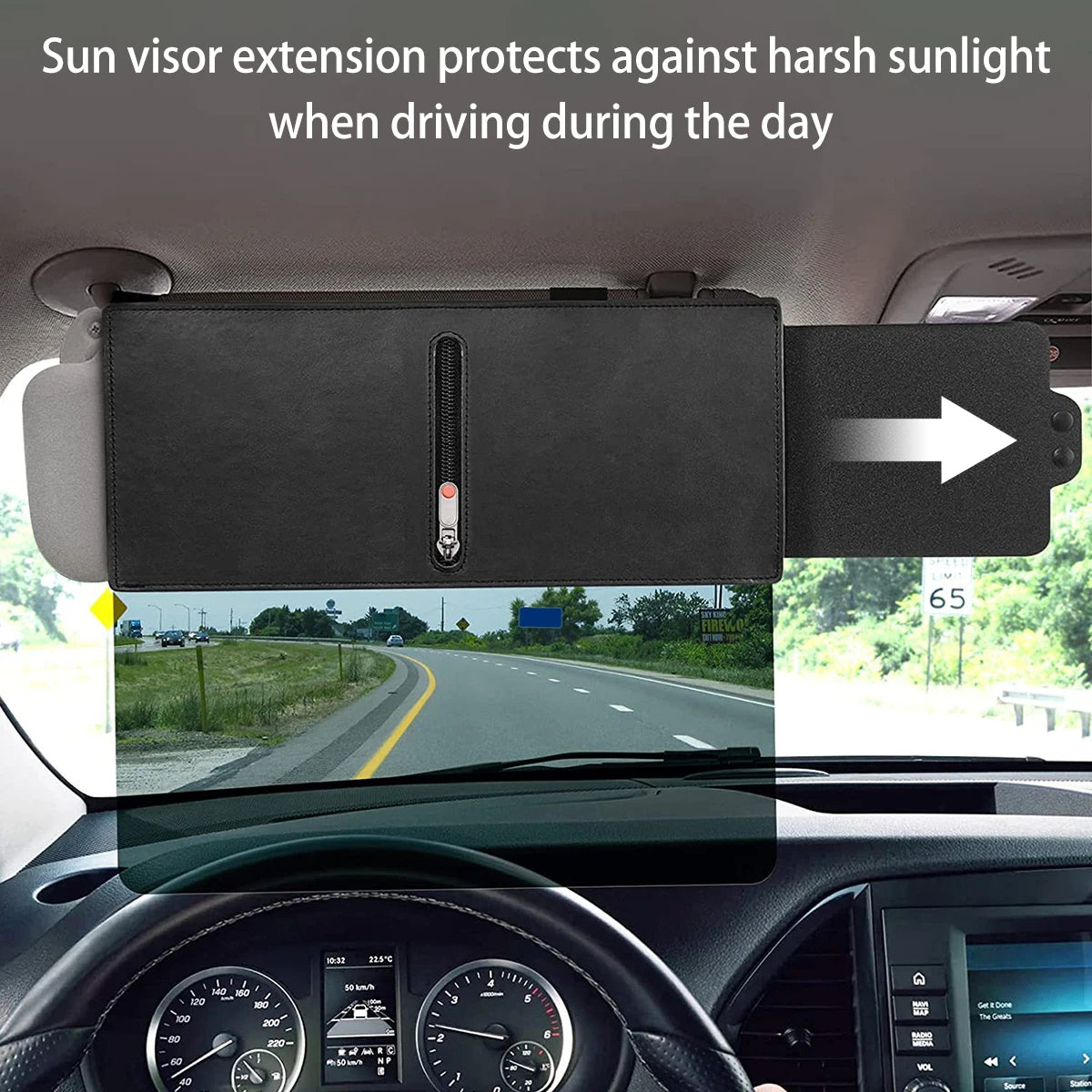Sun Visor Extender Anti Glare Polarized for Cars Universal Clip On UV Protection Sun Blocker