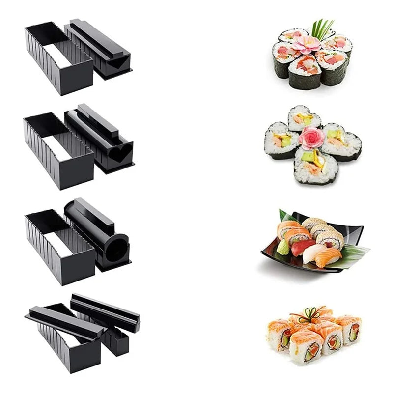 Sushi Maker Kit DIY Complete Rolling Kit with Mold Fork and Spatula for Homemade Sushi