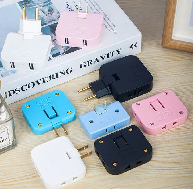Swivel Plug Adapter 3 in 1 Rotatable Socket Extender 180 Degree for US and EU Outlets