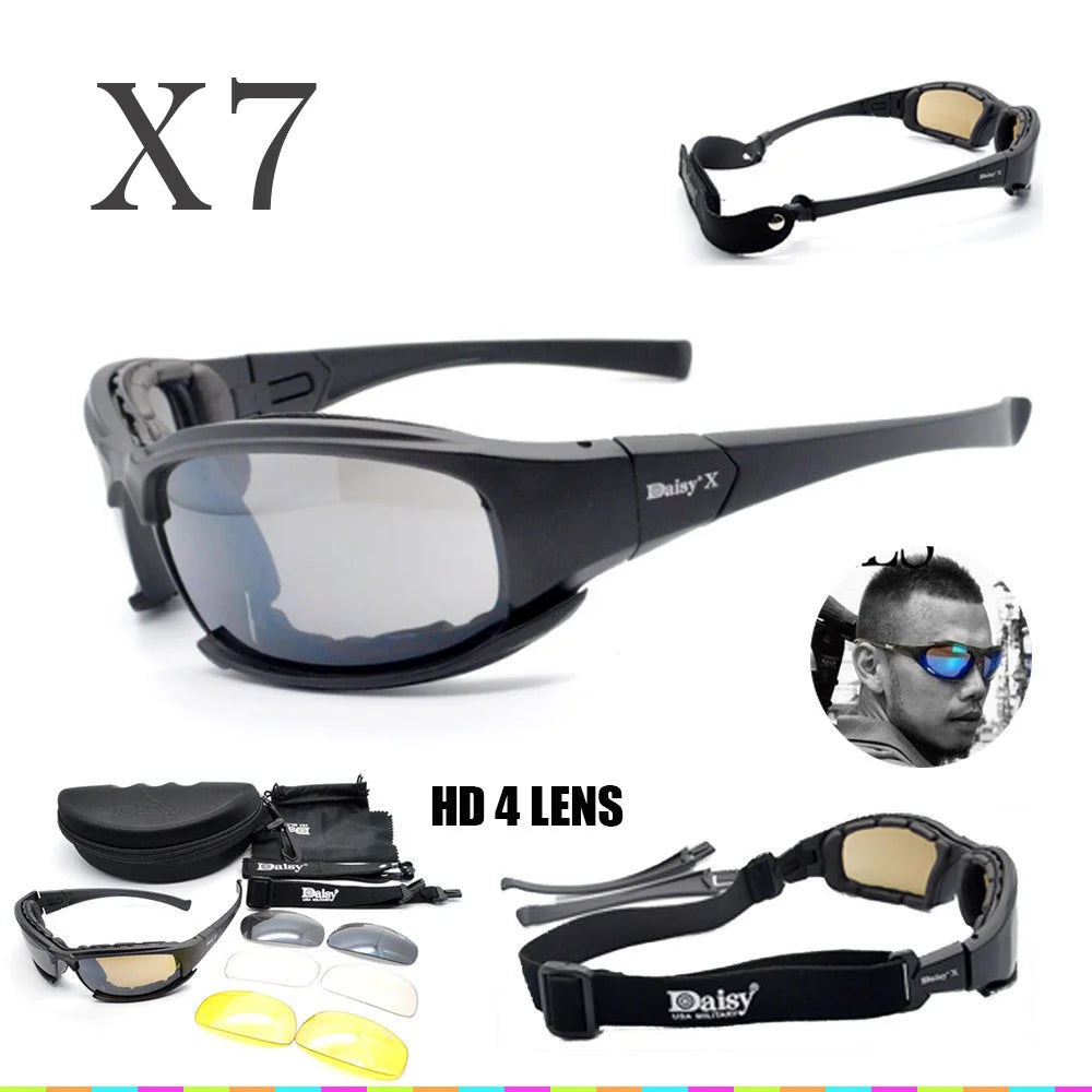 Tactical Photochromic Polarized Sunglasses with 5 Interchangeable Lenses TR90 Frame UV400 Protection for Fishing Cycling Shooting Airsoft Brown