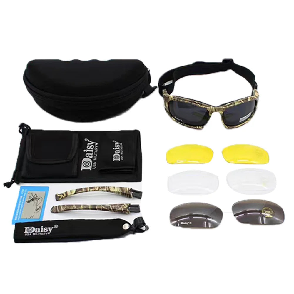 Tactical Photochromic Polarized Sunglasses with 5 Interchangeable Lenses TR90 Frame UV400 Protection for Fishing Cycling Shooting Airsoft Gray