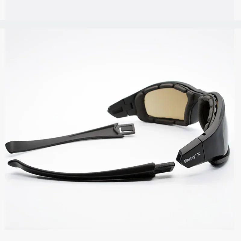 Tactical Photochromic Polarized Sunglasses with 5 Interchangeable Lenses TR90 Frame UV400 Protection for Fishing Cycling Shooting Airsoft Red