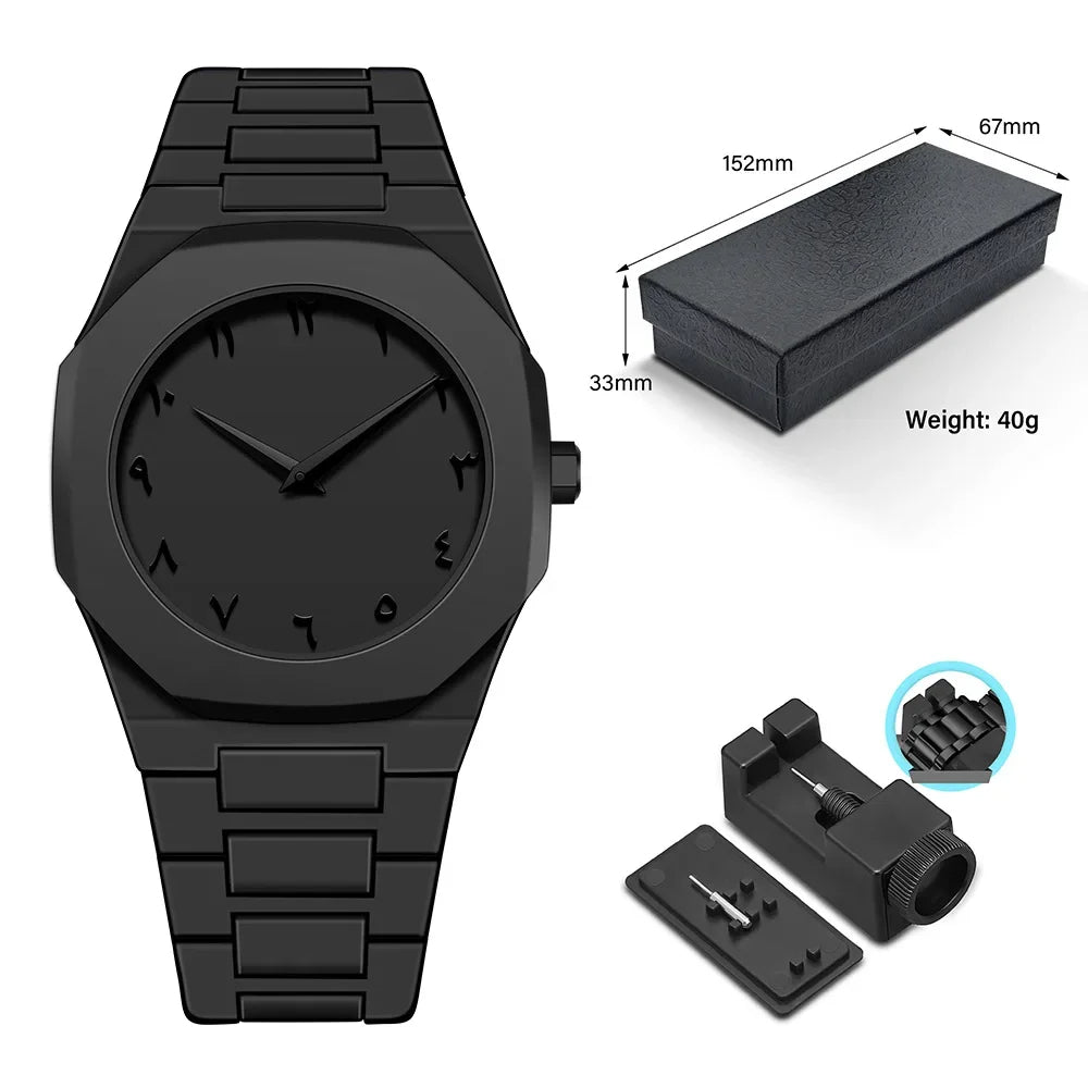 Unisex Quartz Minimalistic Watch with Arabic Numerals Waterproof Design and Leather Strap