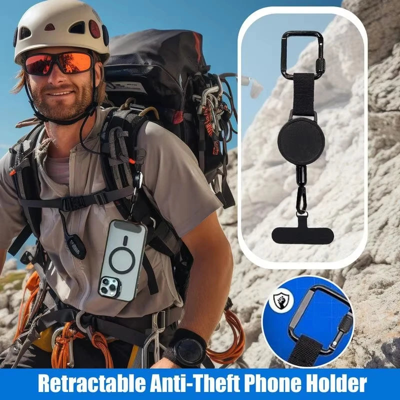 Universal Anti Theft Phone Strap Lanyard with Retractable Carabiner Clip for Hands Free Cell Use