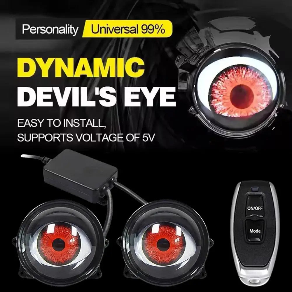 Universal Dynamic LED Demon Eye Headlights with Remote Control for Cars Trucks Motorcycles and SUV