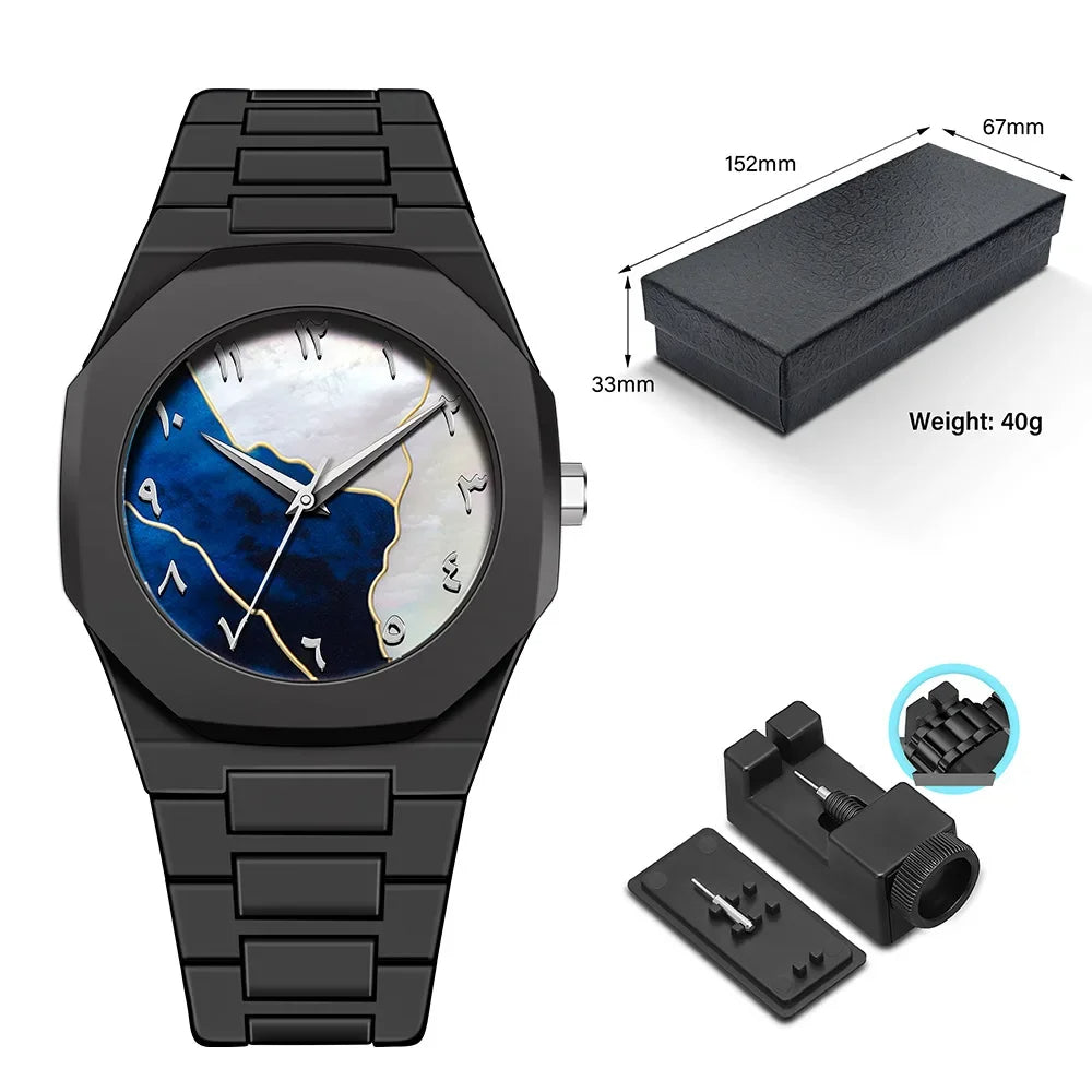 Waterproof Unisex Quartz Watch Minimalistic Arabic Numerals with Elegant Leather Strap