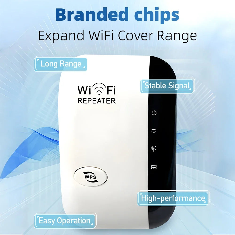 WiFi Repeater 300Mbps Range Extender 2.4GHz Wireless Signal Booster with Universal Compatibility