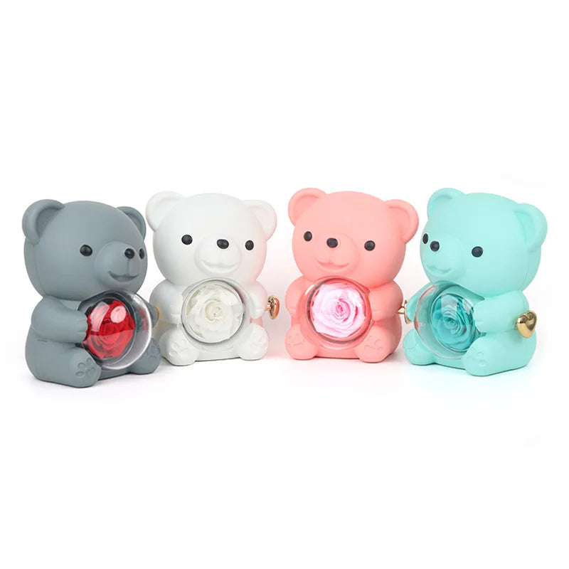 anniversary eternal rose teddy bear with necklace