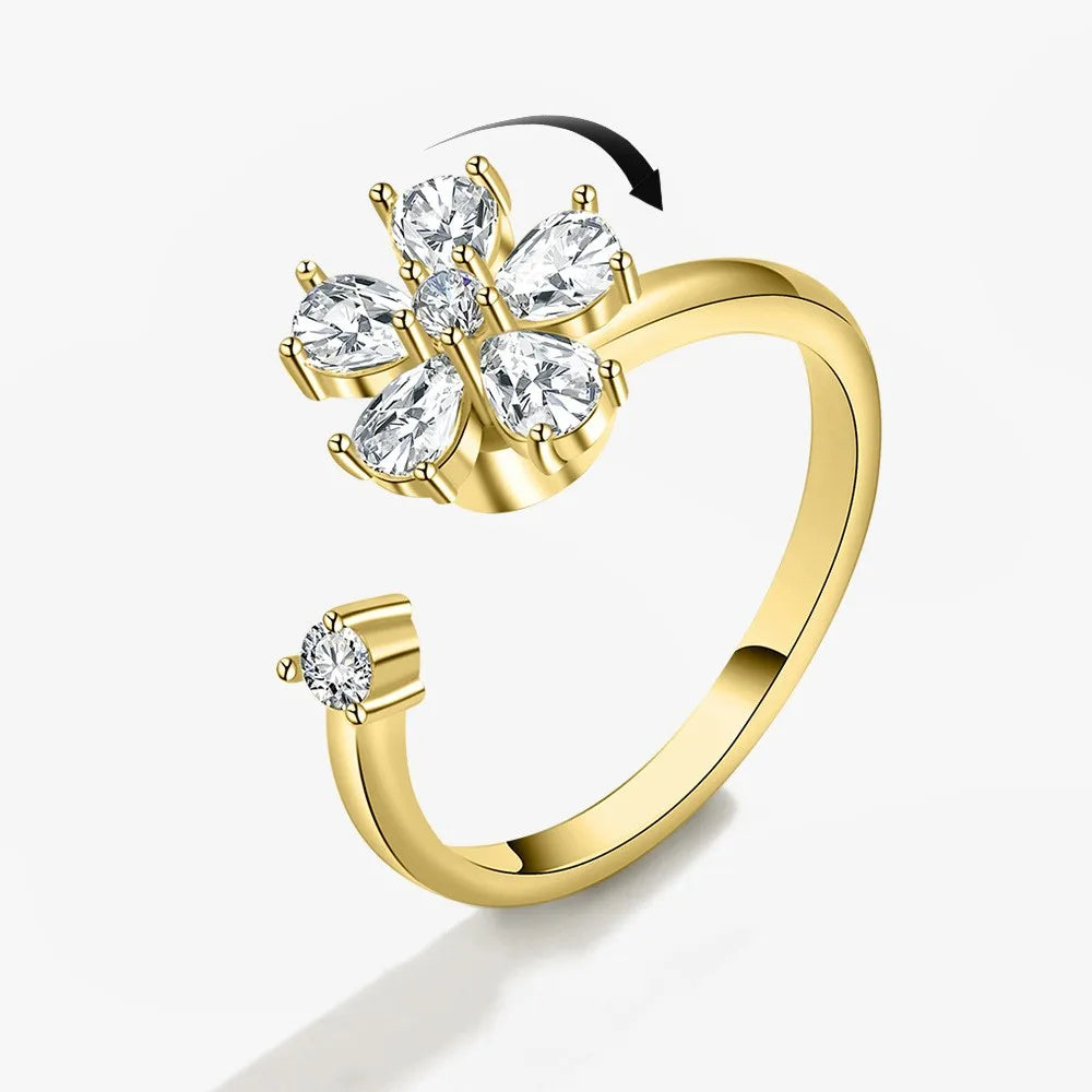 Anxiety Relief Fidget Spinner Ring - Kobberkrystal Justerbare Anti-Stress smykker