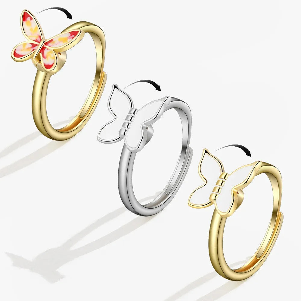 Anti Stress Copper Crystal Fidget Spinner Ring For Anxiety Relief