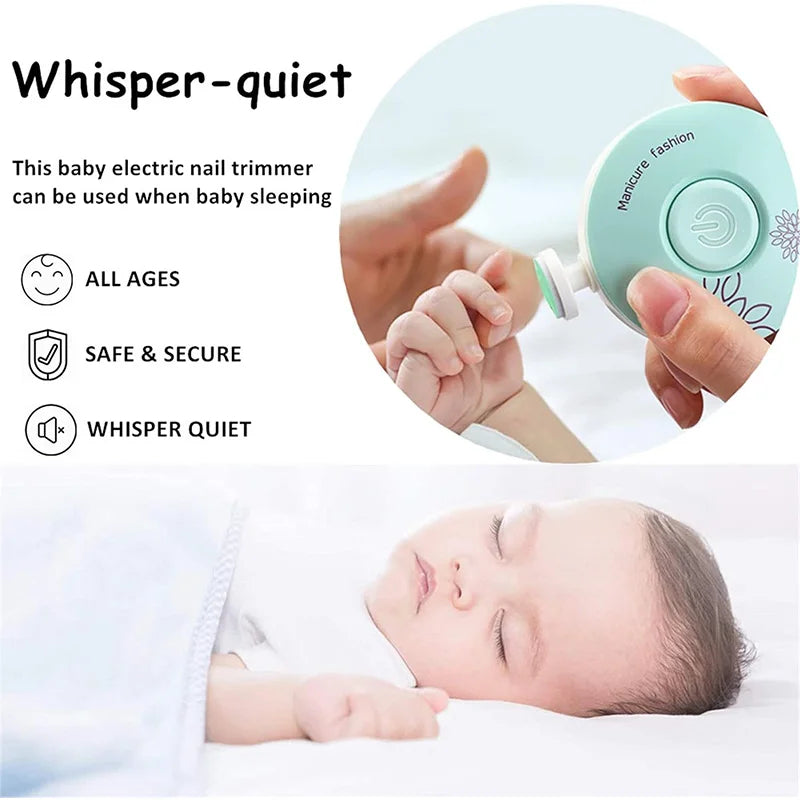 Baby Nail File Electric Trimmer With 6 Grinding Heads For Newborn Safety