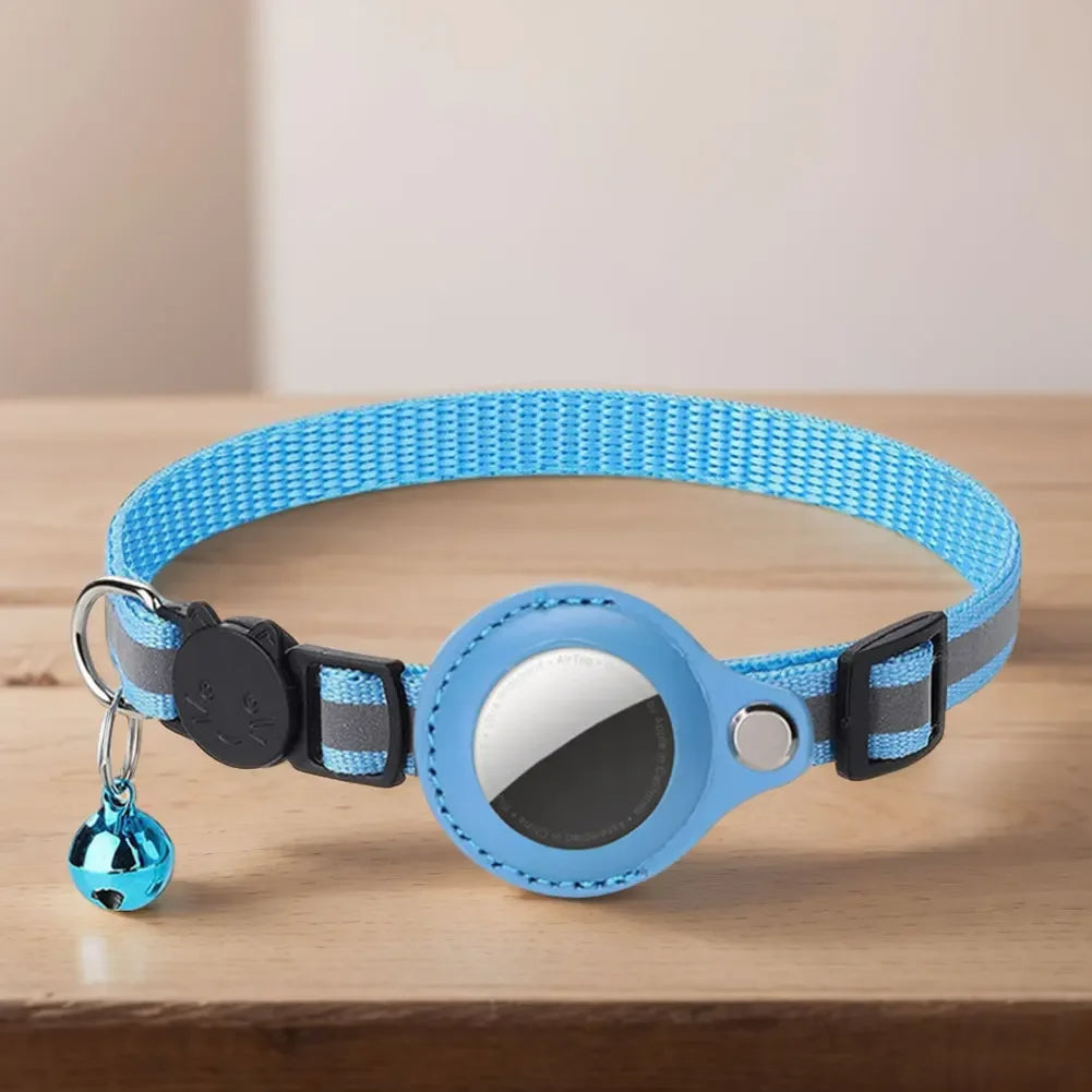 Cat Collar Reflective With Apple AirTag Holder And Breakaway Safety Buckle