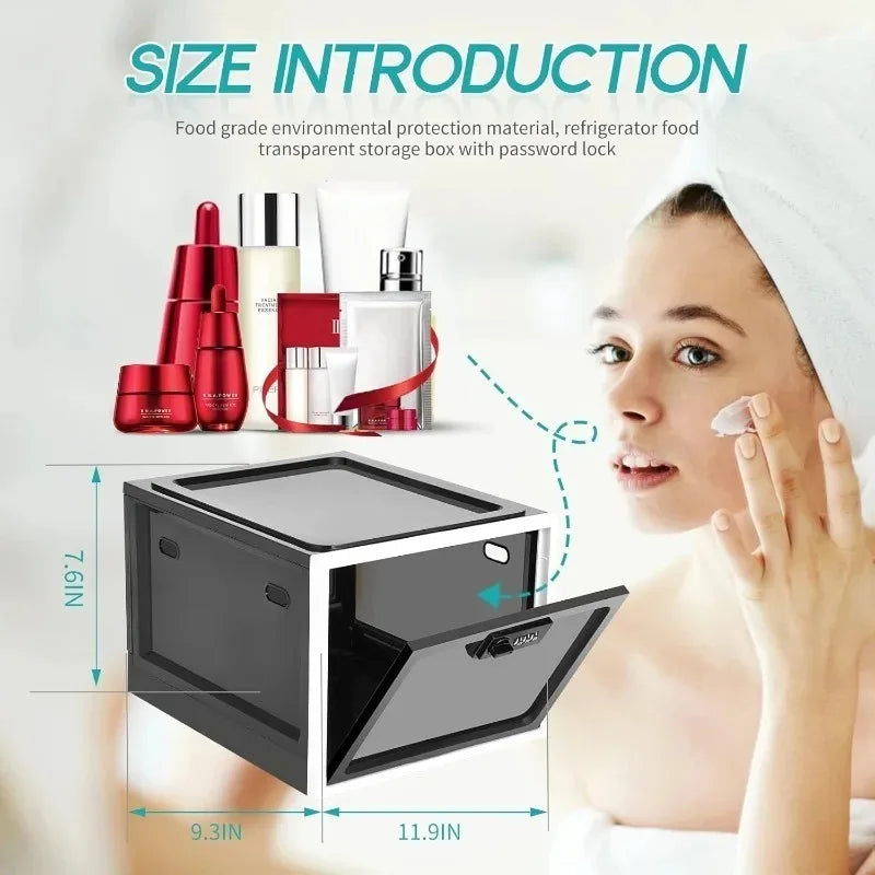 Clear Fridge Lock Box With Combination Lock For Refrigerator Storage Of Food And Medicine