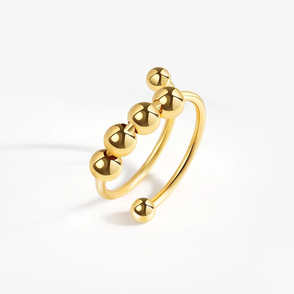 Copper Crystal Adjustable Spinner Ring For Anxiety Stress Relief