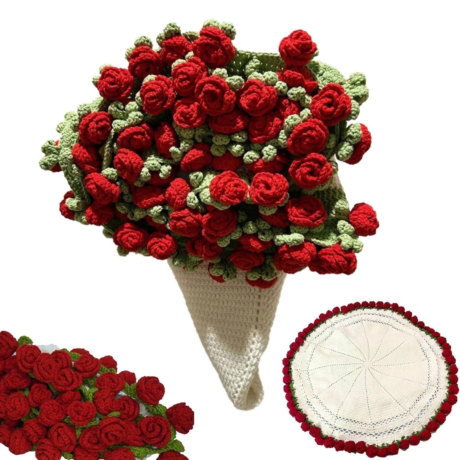 Manta de Croché com Ramo de Rosas para Decoração Romântica de Casa