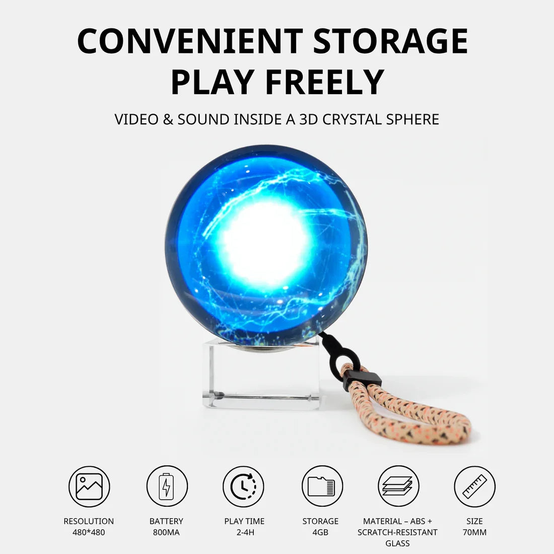 Customizable Video Crystal Ball 3D Digital Display Sphere With Sound Playback