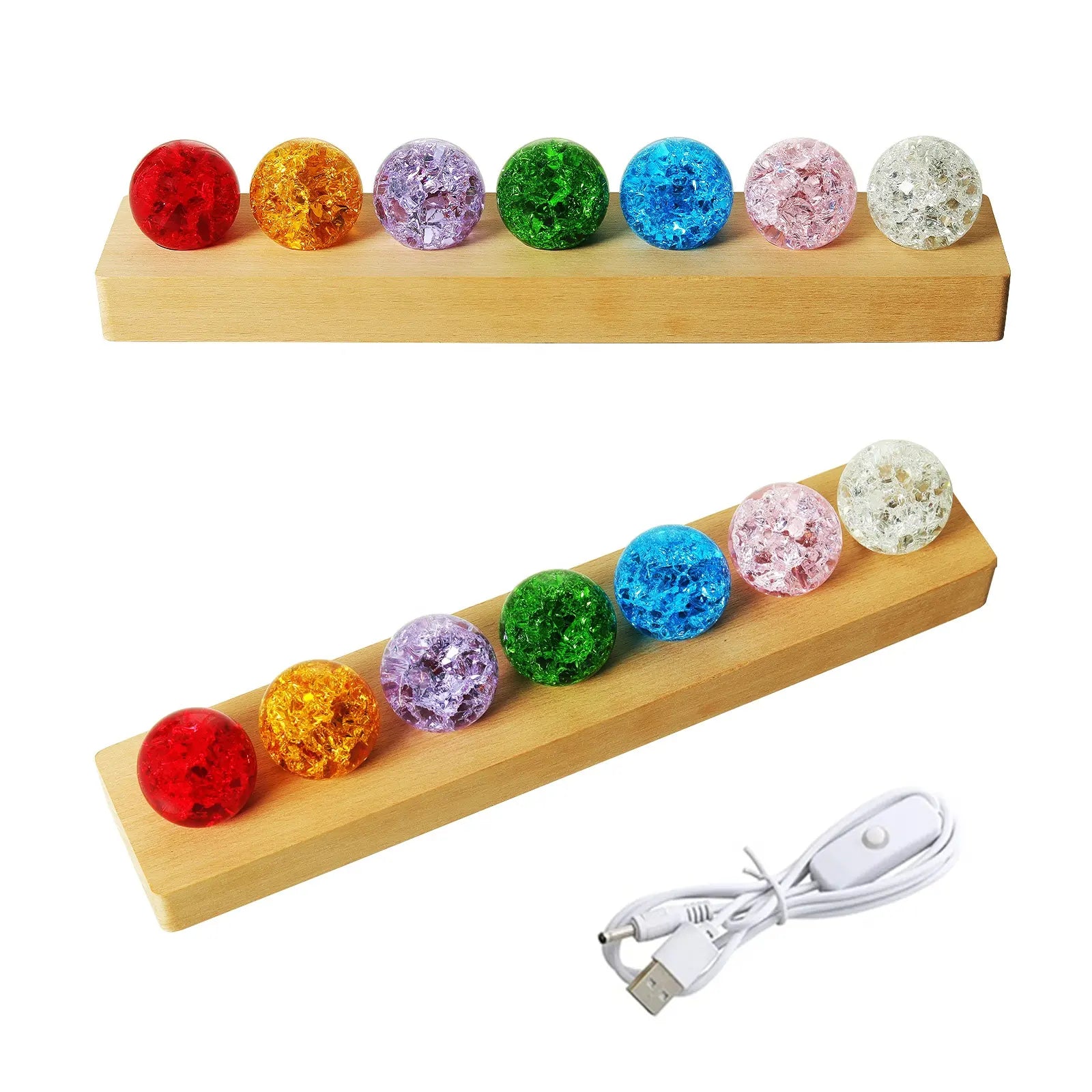 7 farve glas krystalkugler