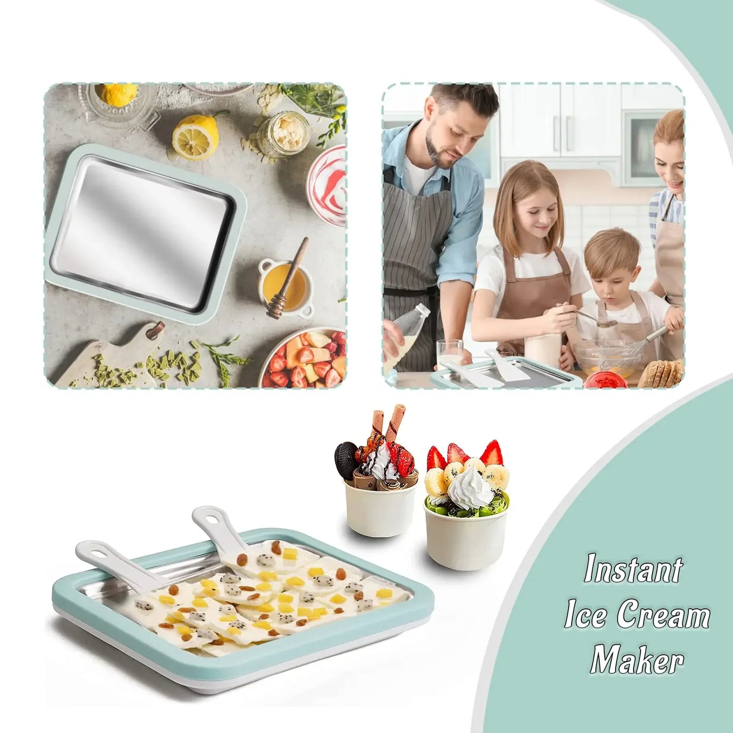 DIY Ice Cream Maker Pan For Rolled Ice Cream Frozen Yogurt Dairy Free Desserts