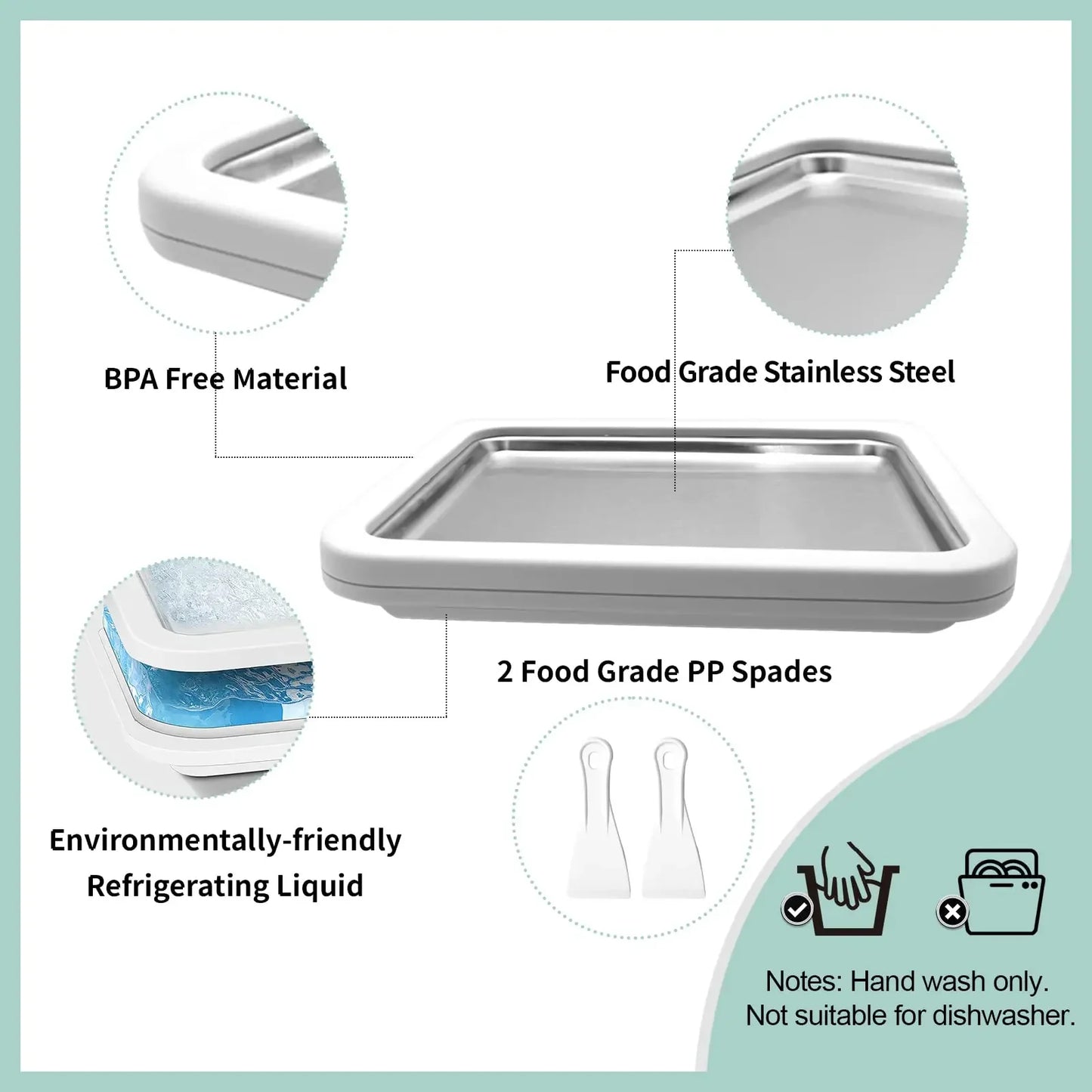 DIY Rolled Ice Cream Maker Pan With Scrapers Frozen Dessert Plate For Homemade Treats