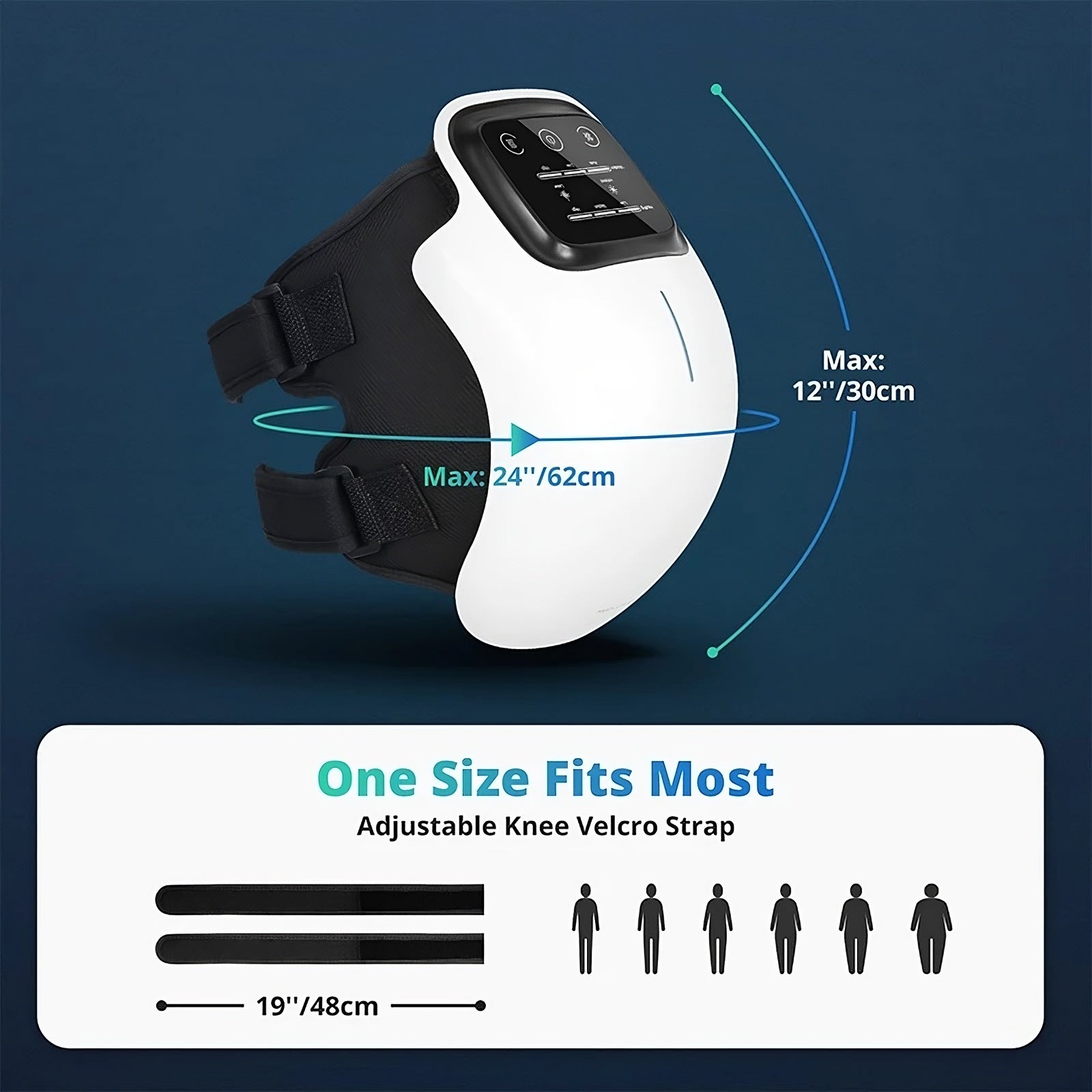 Elektrisk knæmassager med varmerødt lys og vibration til ledpleje