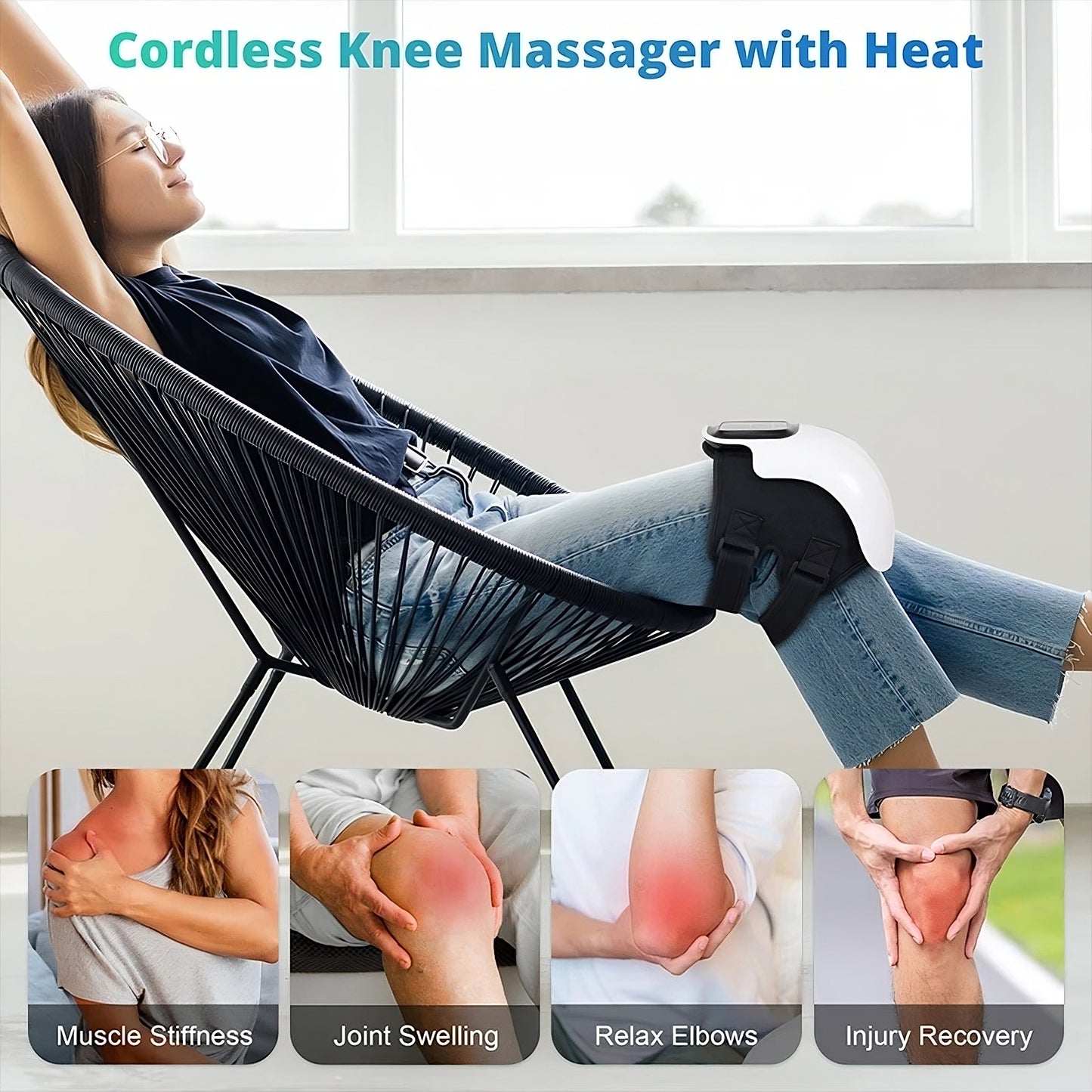 Electric Knee Pain Relief Device With Heat Red Light Therapy And Vibration