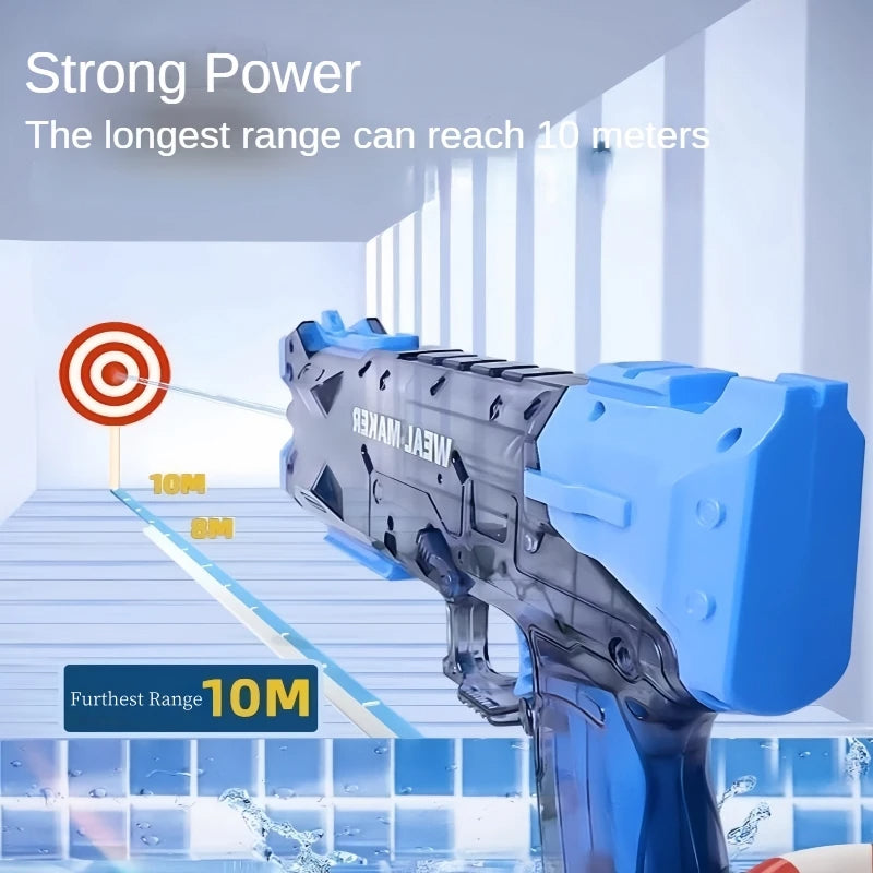 Elektrisk vandpistol, der affyrer højtryksautomatisk blaster med gennemsigtige kropsmagasiner