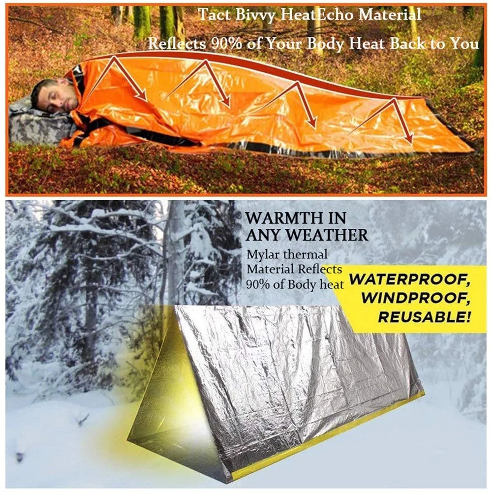 Emergency Thermal Bivvy Sack Sleeping Bag NASA Mylar Premium Heat Retention