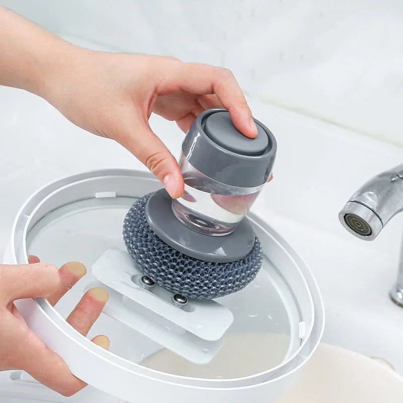 Ergonomic Kitchen Dish Scrub Brush With Soap Reservoir Premium Palm Brush