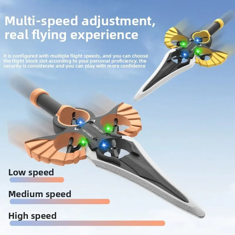 Flying Sword Drone 360 Flip Stunts RC Glider Gesture Control LED Lights 3 Speed Modes
