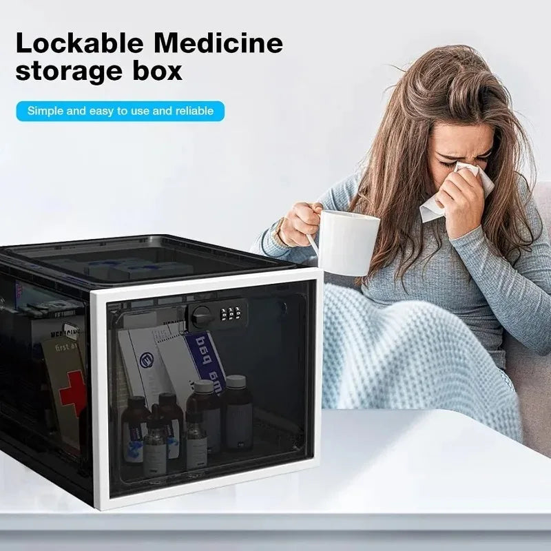 Food And Medicine Refrigerator Storage Fridge Lock Box Clear Lockable With Combination Lock