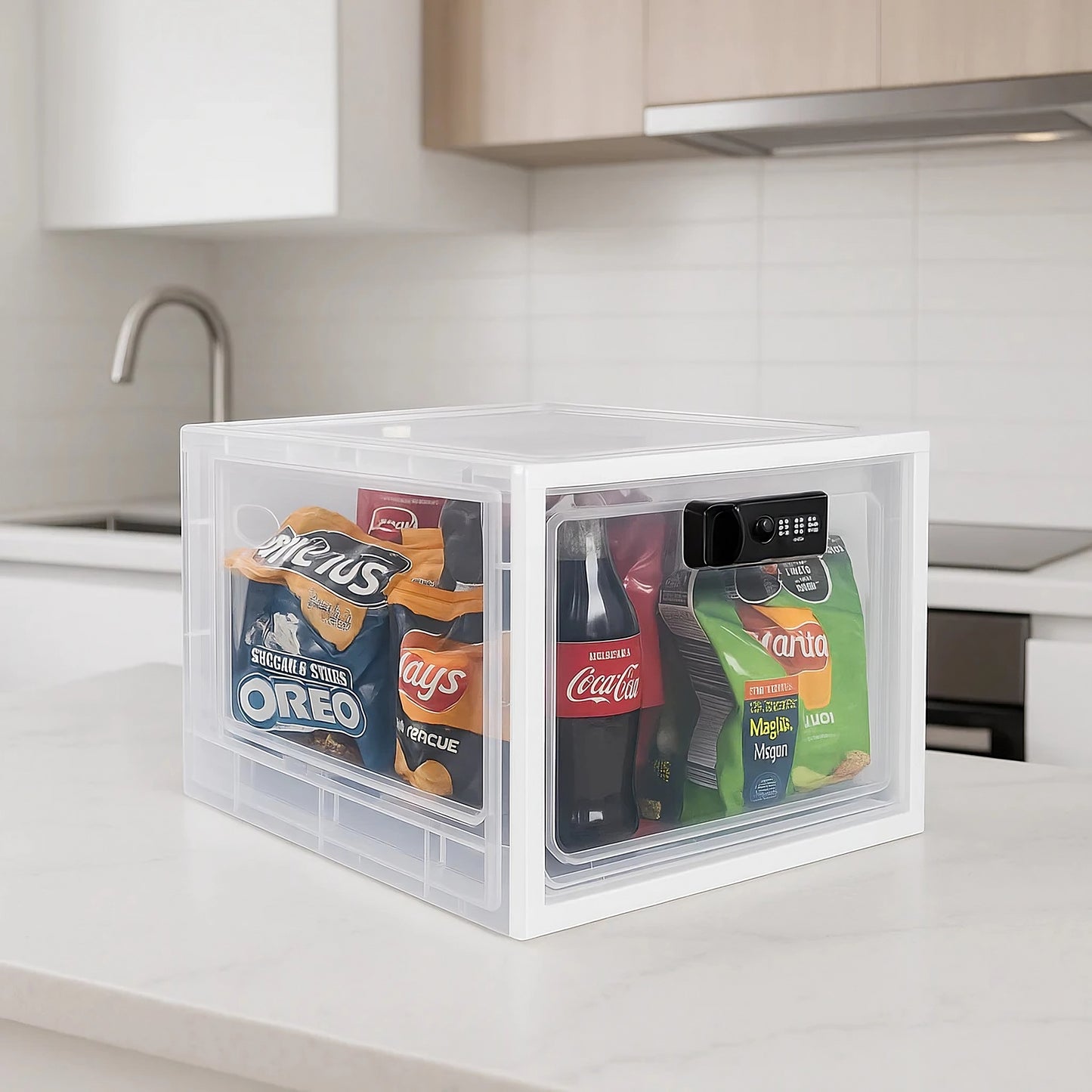 Fridge Lock Box Clear Lockable Refrigerator Storage Container With Combination Lock For Food Medicine Personal Items