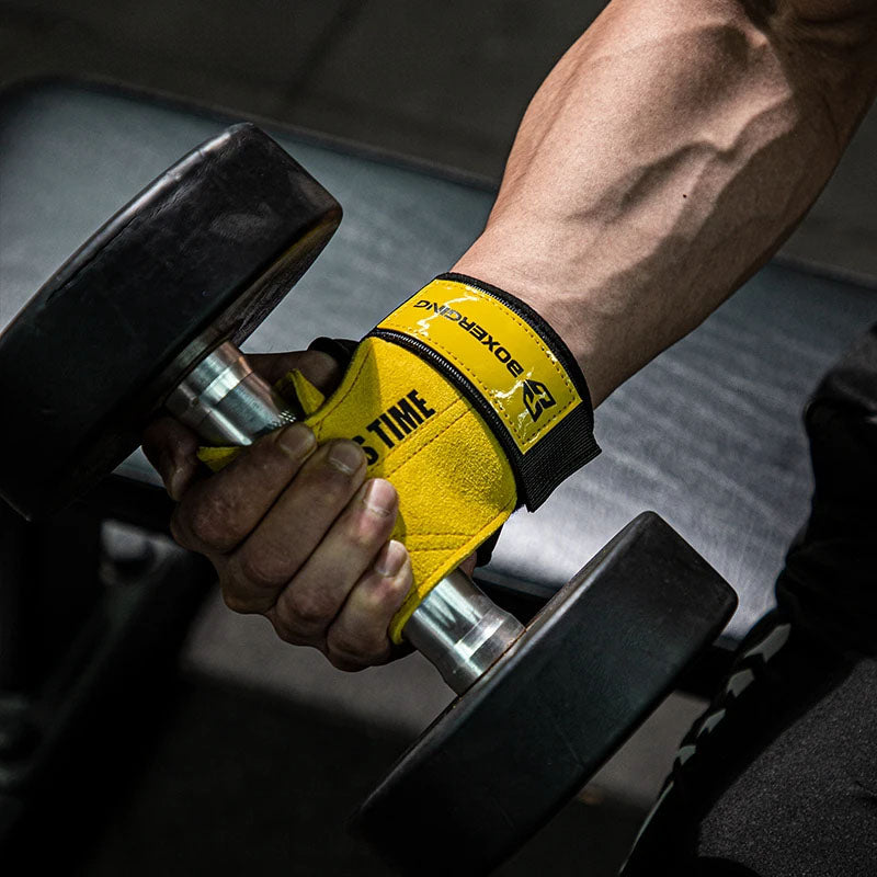 Gym Workouts Weightlifting Grip Pads Premium Leather Hand Protection For Deadlifts CrossFit