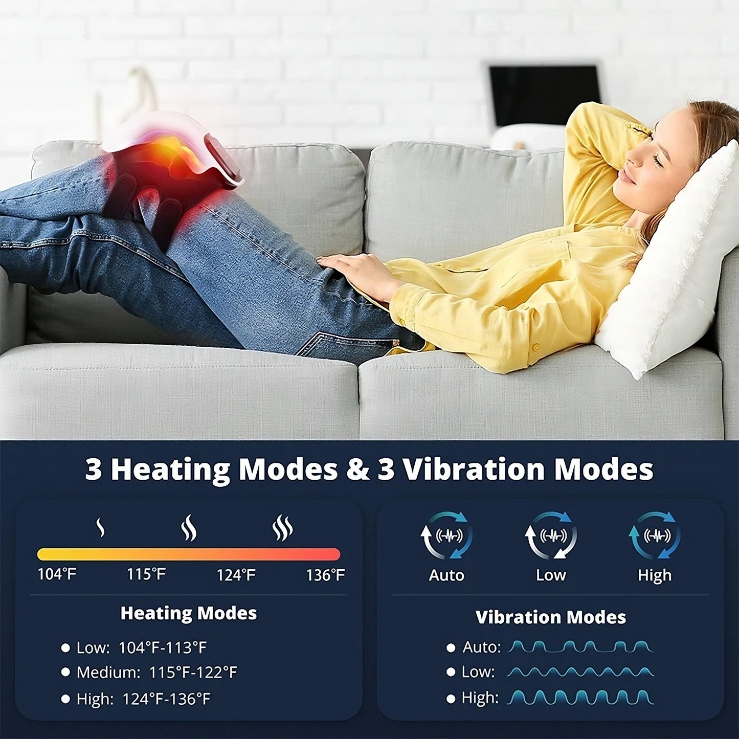 Knee Therapy Device Electric Heat Red Light Portable Massager For Arthritis