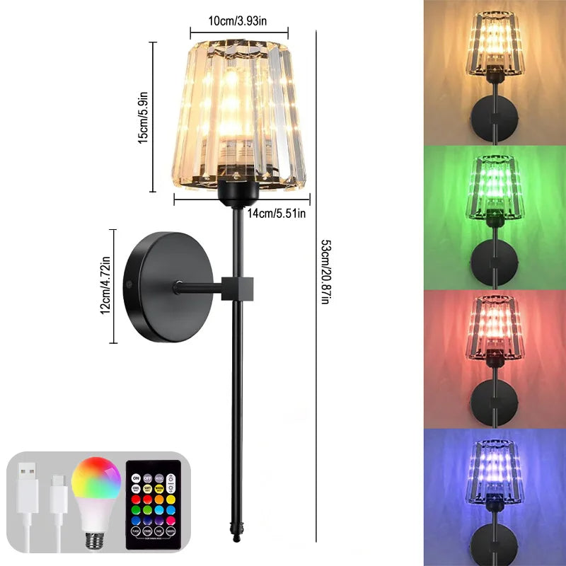 مصباح حائط LED RGB قابل لإعادة الشحن، ضوء USB حديث لغرفة النوم