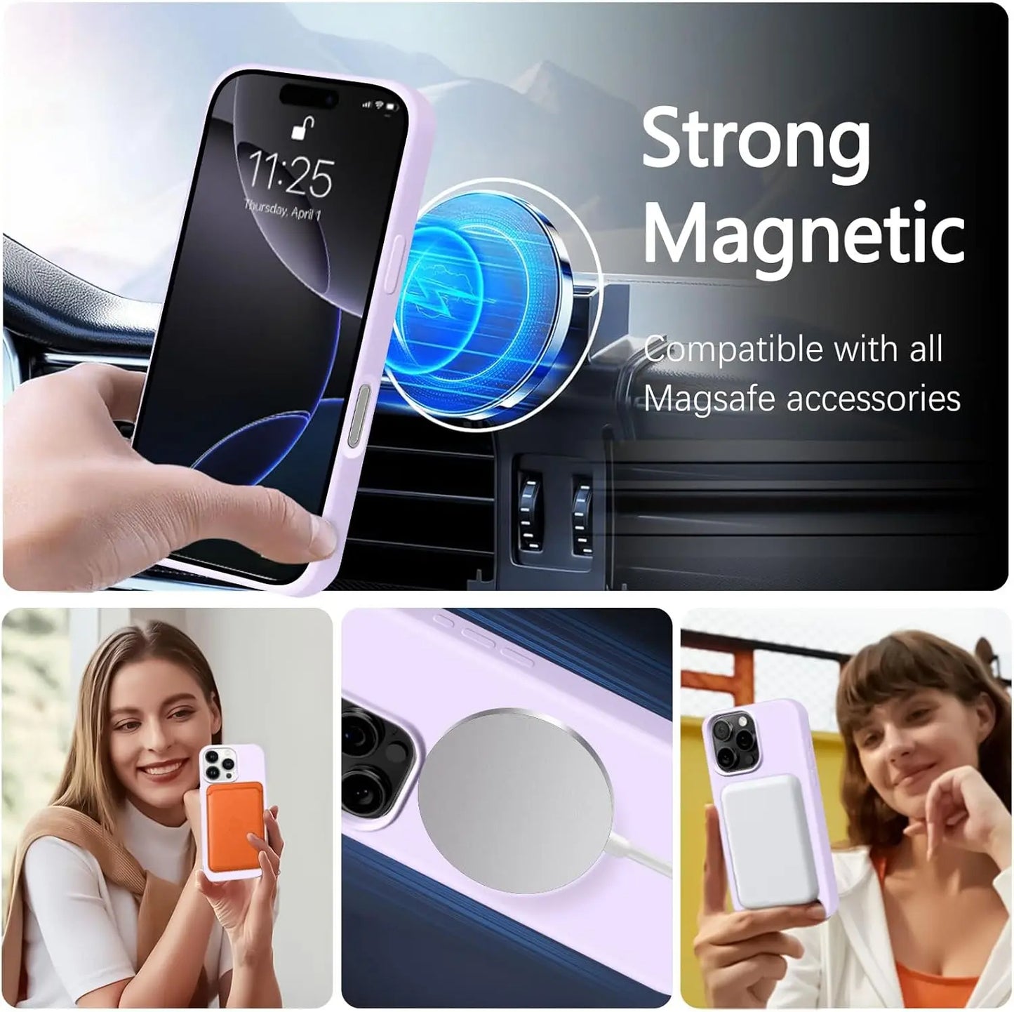 Magnetic Phone Case MagSafe Compatible With Detachable Lanyard Neck Strap For Hands Free Use