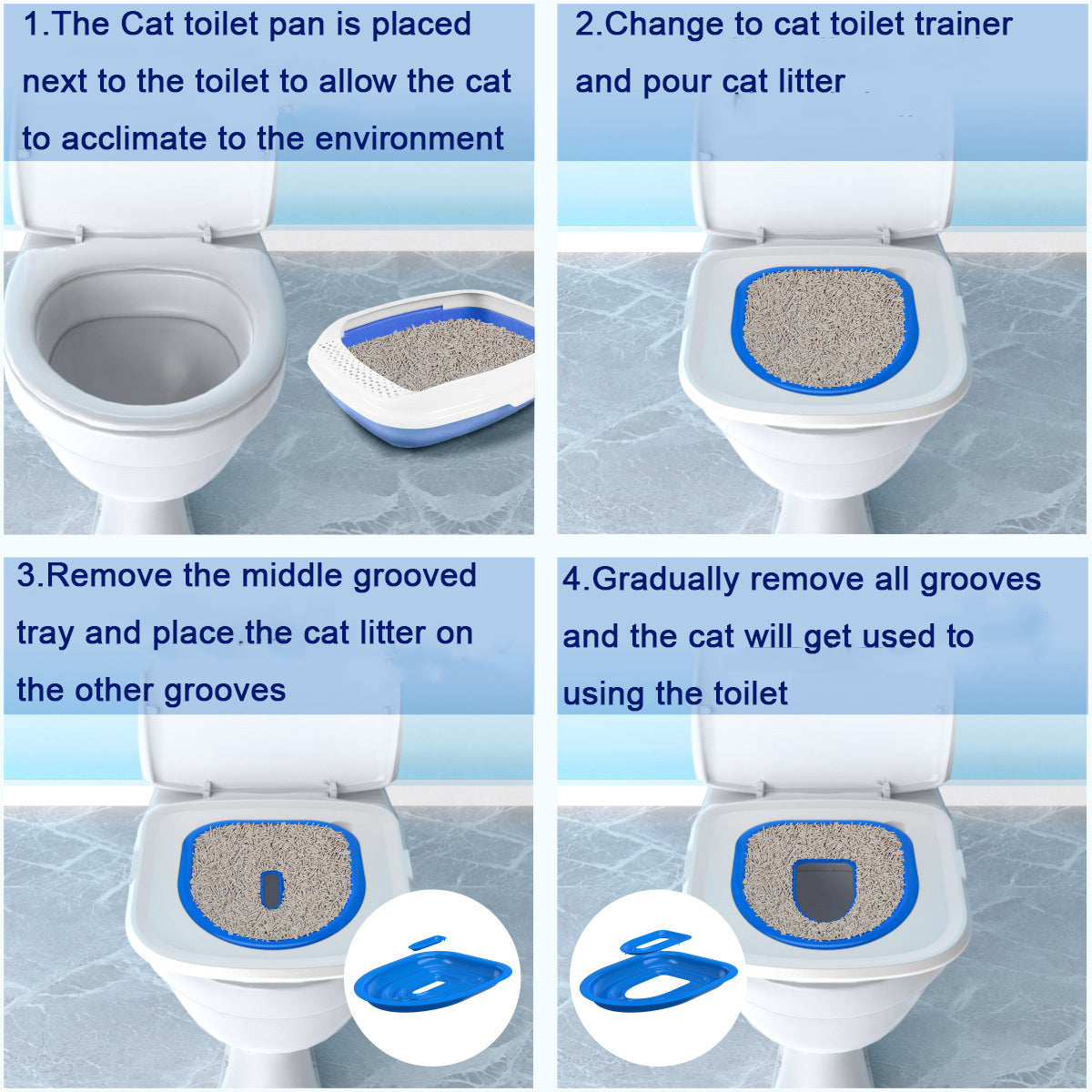 Plastic Cat Toilet Trainer Kit Eco Safe Træningssystem til runde og aflange toiletter