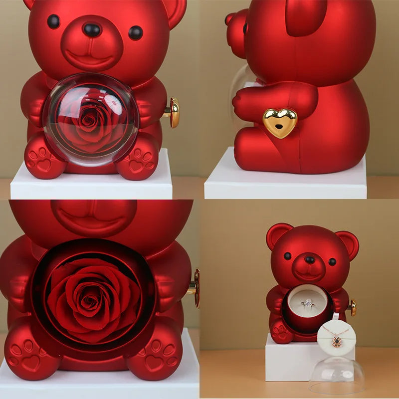 plush eternal rose teddy bear with necklace