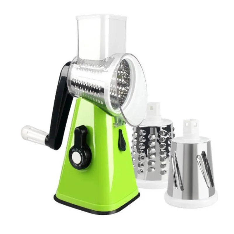Grattugia Rotante Portatile 3 in 1 per Formaggio e Affettaverdure per Cucinare