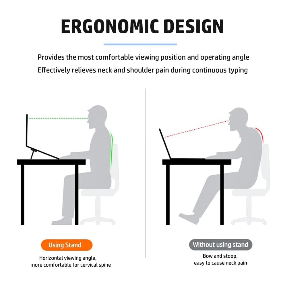 Portable Ergonomic Foldable Laptop Stand Zinc Alloy Adjustable Riser With Cooling Design