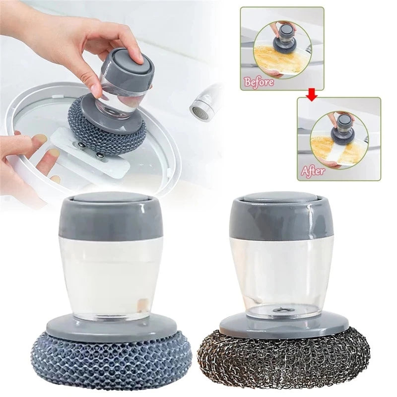 Premium Soap Dispensing Palm Brush With Built In Reservoir Ergonomic Dish Scrub