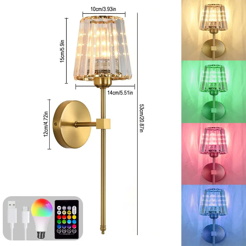 مصباح حائط LED RGB قابل لإعادة الشحن، ضوء لاسلكي متغير الألوان