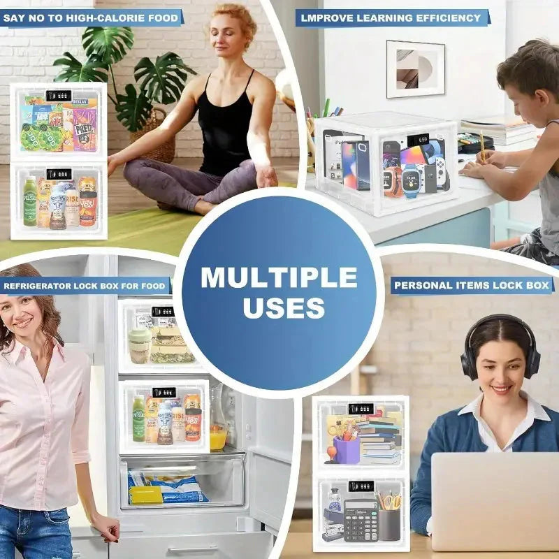 Refrigerator Storage Container Fridge Lock Box Clear Lockable With Combination Lock