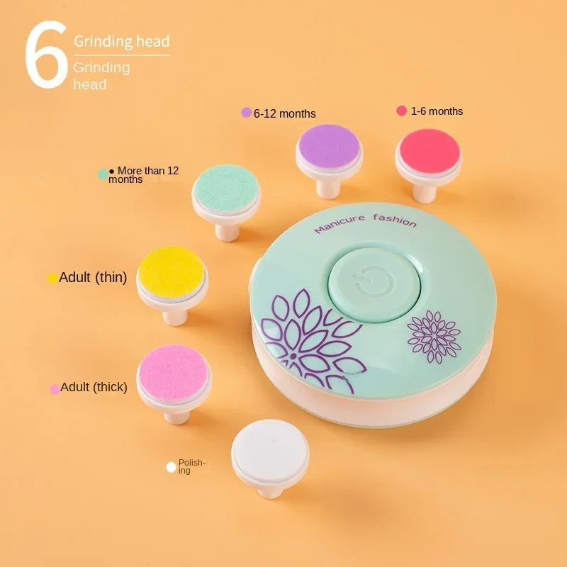Sikker elektrisk babyneglefil med 6 slibehoveder til spædbørn og voksne