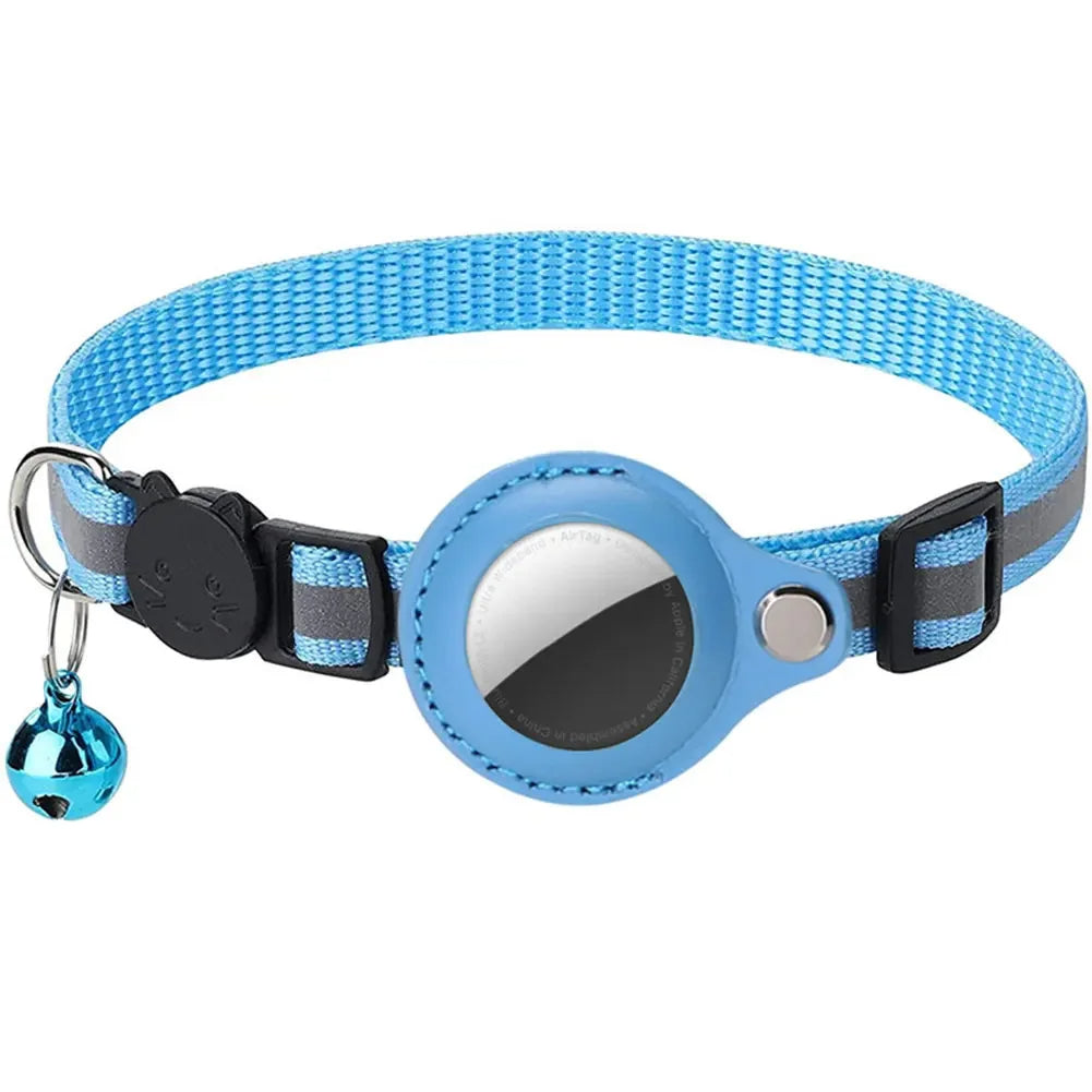 Safety Reflective Cat Collar AirTag Holder With Night Visibility Breakaway Buckle
