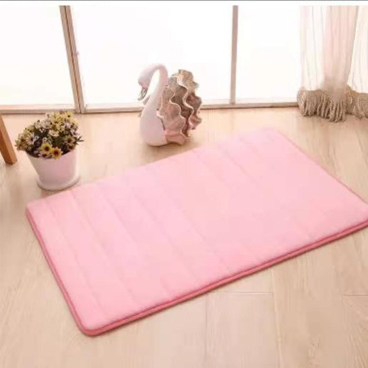 Soft Coral Velvet Ultra Absorbent Memory Foam Bath Mat Non Slip Back