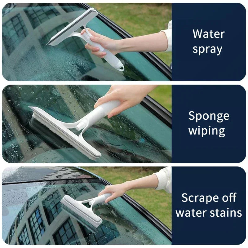 Streak Free Auto Glass Cleaner 3 in 1 Car Window Tool Spray Bottle Microfiber Scrub Wiper Blade