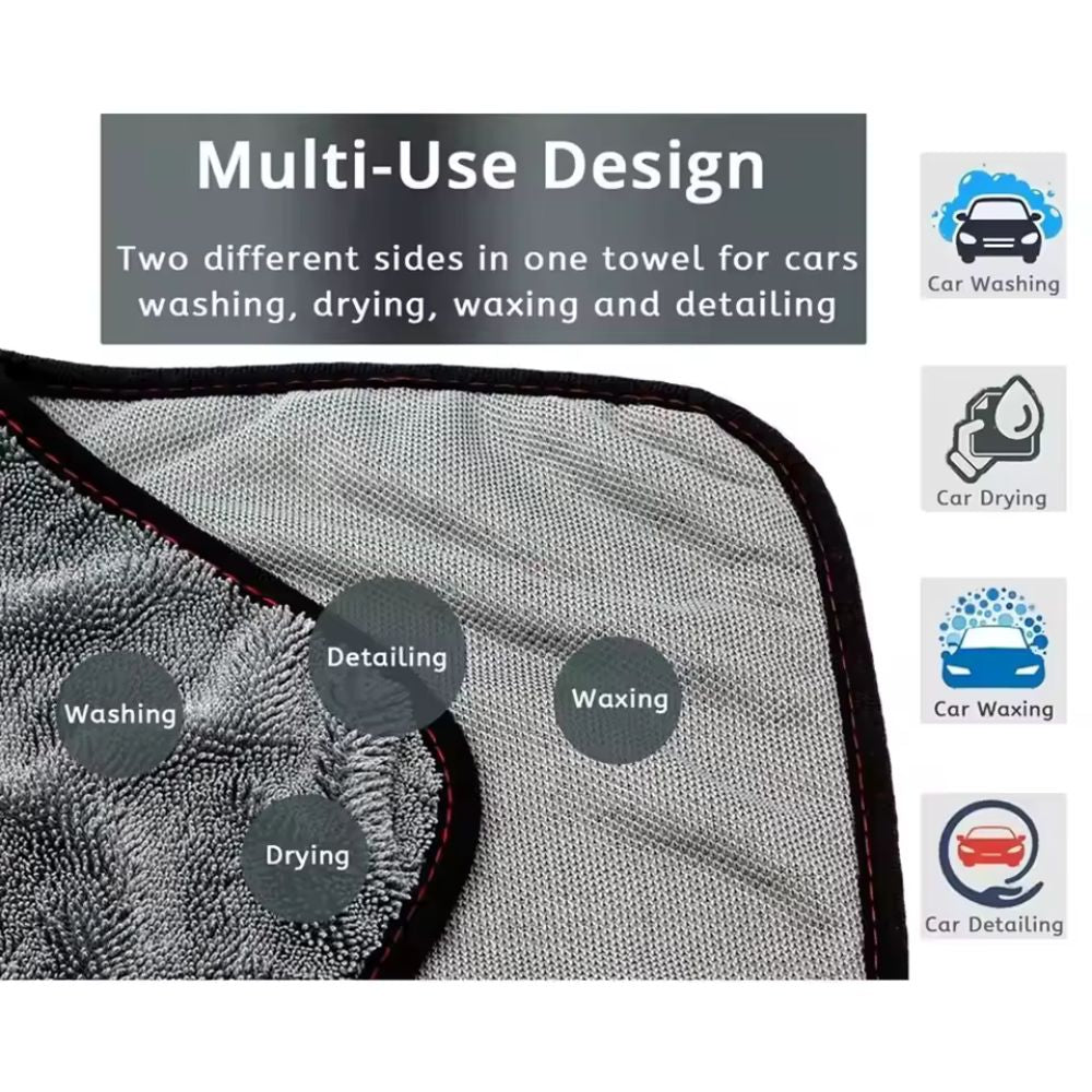 Streak Free Scratch Free 1200GSM Ultra Absorbent Microfiber Twist Car Drying Towel