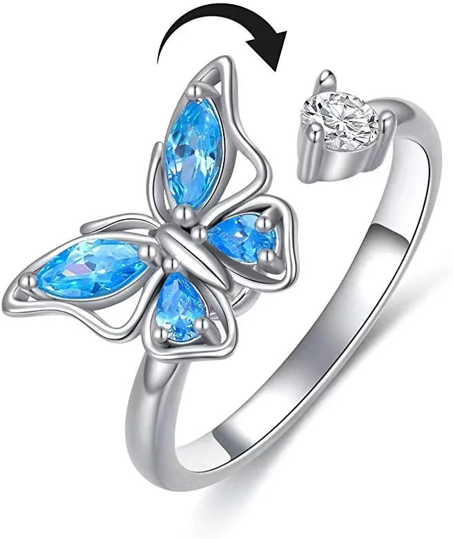 Stylish Anti Stress Anxiety Fidget Spinner Copper Crystal Ring